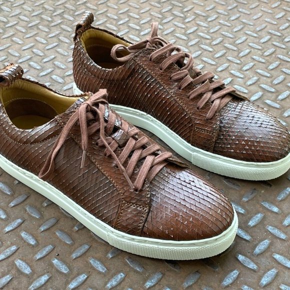 J.Shoes Men Shoes Brown Leather Snake Pattern Upper Lace Up Casual Shoes Size 9 main image 3
